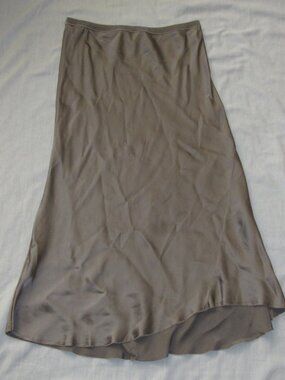 Go by Go Silk Bias Cut 100% Washable Silk Skirt Java Taupe Raw Hem sz XS